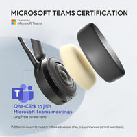 Yealink BH70 Wireless Headset with Microphone Noise Cancelling, Stereo Bluetooth Headset for Office 35h Talking Time Work Teams Headsets for Computer PC