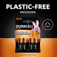 DURACELL Plus AA Batteries (24 Pack) - Alkaline Batteries 1.5V - Up to 150% Extra Life with POWER BOOST Actives- Reliability For Everyday Devices - 0% Plastic Packaging - 10-Year Storage - MN1500
