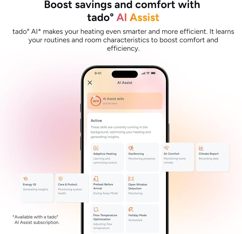 tado Smart Thermostat X Wired Add-On Room Thermostat App & Voice Control White