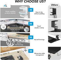 Under-Desk Extendable Keyboard Tray C-Clamp Sliding Platform 838x280mm