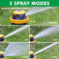 Gear-Driven Lawn Sprinkler 2-Pack Metal Spike Base 5 Patterns 15m Range 180mÂ² - Yellow