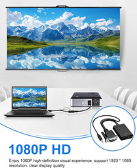 VGA to HDMI Adapter with Audio 1080P VGA Source to HDMI Display Converter with Power Cord Male to Female Connector Male to Female Connector for TV HDTV Projector Monitor Laptop Computer Desktop, Black