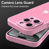 Mootobo for iPhone 15 Pro Case 6.1-Inch, Matte Shockproof Bumper Phone Cover, Military-Grade Protection Ultra Slim 360^0Full Body Frosted Translucent Back Phone case for iPhone 15 Pro (Pink)
