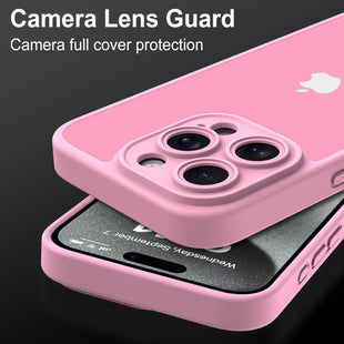Mootobo for iPhone 15 Pro Case 6.1-Inch, Matte Shockproof Bumper Phone Cover, Military-Grade Protection Ultra Slim 360^0Full Body Frosted Translucent Back Phone case for iPhone 15 Pro (Pink)