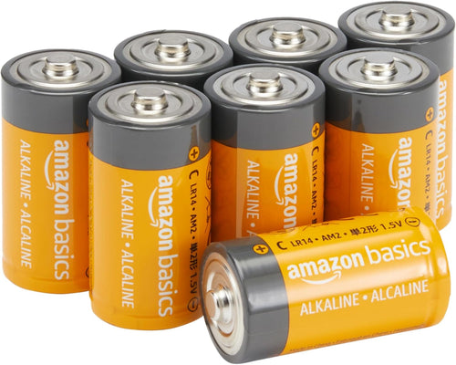Amazon Basics 8-Pack C Cell All-Purpose Alkaline Batteries, 1.5 Volt, 5-Year Shelf Life