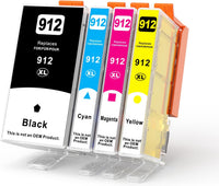 912XL Ink cartridges 4-Pack Replacement for HP 912XL Ink Cartridges Multipack 912 for HP OfficeJet 8010 8012 8014 8015 8017 OfficeJet Pro 8020 8024 8023 8025 (Black Cyan Magenta Yellow)