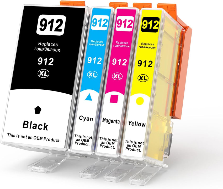 912XL Ink cartridges 4-Pack Replacement for HP 912XL Ink Cartridges Multipack 912 for HP OfficeJet 8010 8012 8014 8015 8017 OfficeJet Pro 8020 8024 8023 8025 (Black Cyan Magenta Yellow)