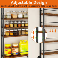 6-Tier Wall-Mounted Spice Rack Door Organizer with Shelves Brown