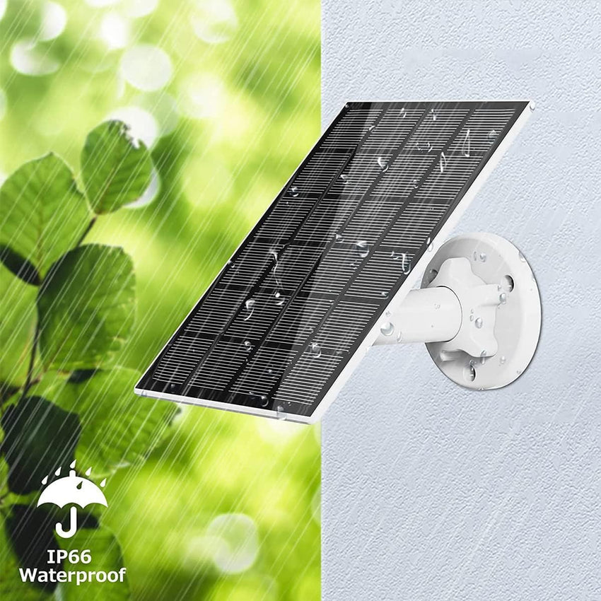 5W Solar Panel With 360^0 Adjustable Mount and IP65 Waterproof Charger - USB Charging Cable for Security Camera, Micro and USB-C Port (1pcs)