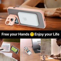 GOODVISH Newest Magnetic Case for iPhone 14 Case/iPhone 13 Case Compatible with Magnetic [Magic Camera Stand+2 Screen Protector] All-in-1 Shockproof Slim Hard Translucent Matte Phone Case Cover, Pink