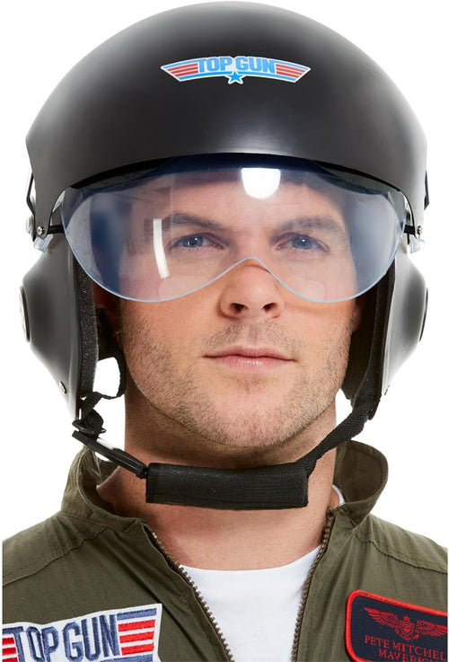 Top Gun Deluxe Helmet Adjustable Visor Chin Strap â Black