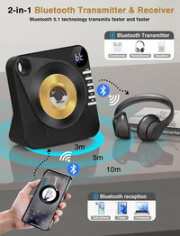 Portable CD Player with Bluetooth 5.0, Greadio Desktop CD Players for Home, CD Music Player with Speakers, Remote Control, Dust Cover, FM Radio, LCD Display, AUX, USB, Headphone Jack