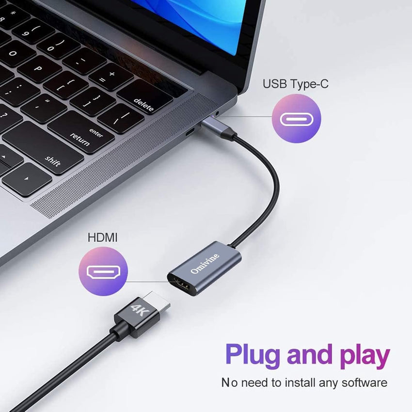 USB C to HDMI Adapter, 4K USB Type-C to HDMI Adapter, Compatible with iPhone 16/15, MacBook Pro/Air, iPad, Surface Book, Pixelbook, Dell, Samsung Galaxy, Steam, Microsoft