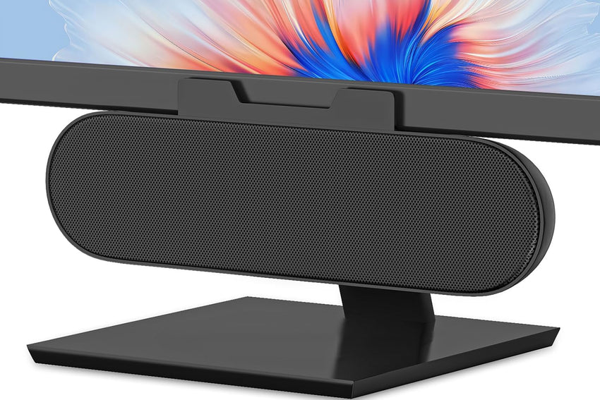 ZETIY USB Speaker for PC, Computer Speakers for Desktop, Monitor Speakers, Mini PC Soundbar, Small Desk Speaker with Clip-on Design for Laptop, Phone - Plug and Play(Black)