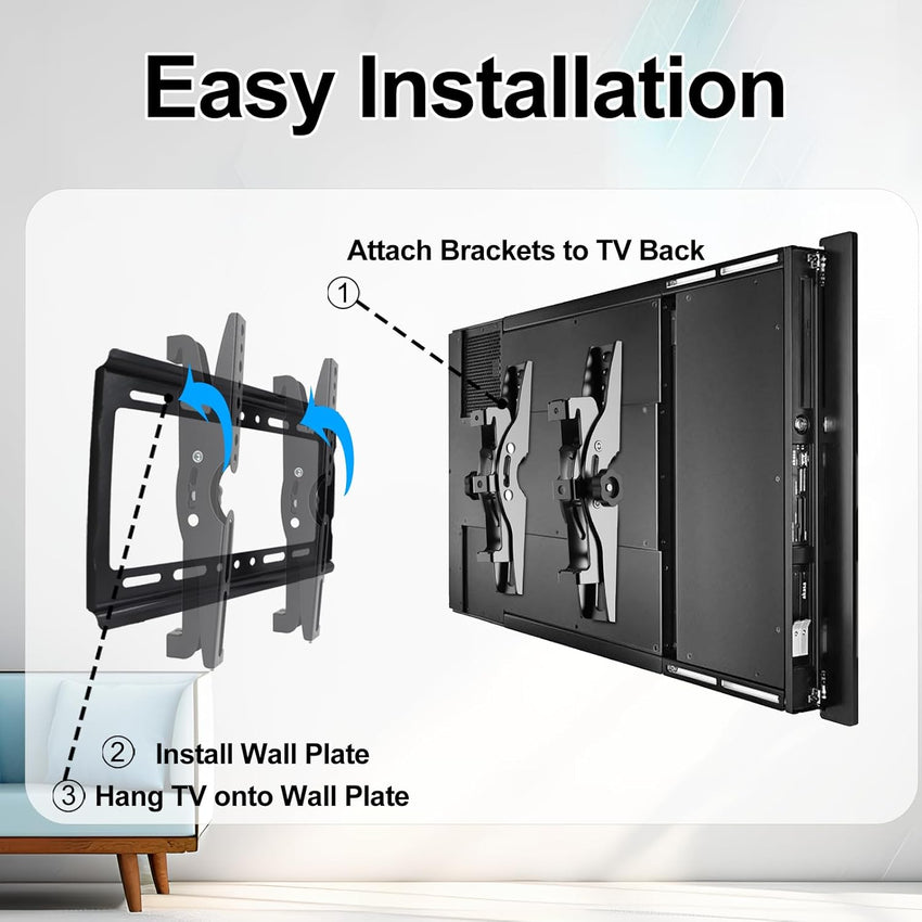 JXMTSPW Tilt TV Wall Bracket for 14-42 inch LCD LED OLED Flat Curved TVs up to 25kg,Low Profile Tilt TV Bracket Max VESA: 200x200mm 16 19 22 24 32 36 40" Ultra Slim Television Mount