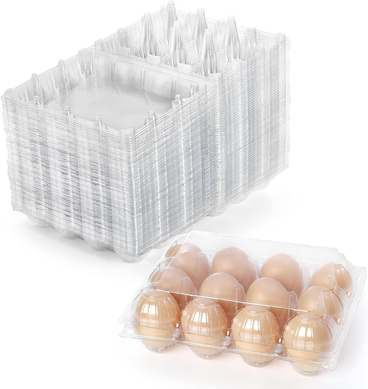Youeon 60 Pack Plastic Egg Cartons 12 Count, Clear Egg Cartons for Chicken Eggs, Reusable Egg Cartons Bulk Perfect for Family, Farm, Markets, Display, Camping - Medium (3x4 Grids)