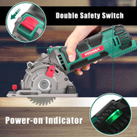 HYCHIKA Mini Circular Saw, with 3pcs Blades (85mm), Scale Ruler, 500W Pure Copper Motor, 4500RPM Ideal for Wood, Soft Metal, Tile and Plastic Cuts