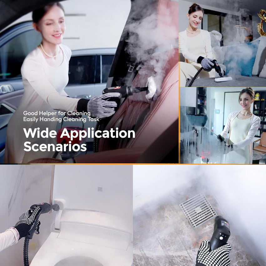 Handheld Steam Cleaner 3-Grade Adjustable Handle Portable White
