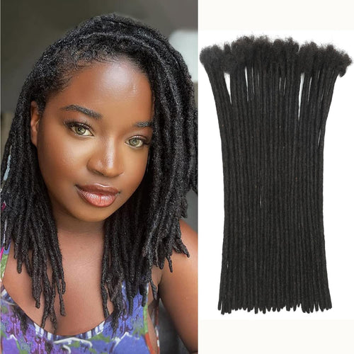 0.6cm Thickness Dreadlock Extensions Human Hair 30 Strands Natural Black 8 Inch