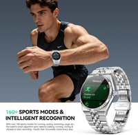 Smartwatch 1.32" AMOLED Bluetooth Calls 160+ Sports HR SpO2 BP Sleep Waterproof Silver