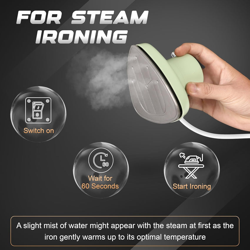 Travel Mini Steam Iron Portable Handheld Steamer for Clothes Quilting Sewing with Safety Gloves & Pouch â One Size