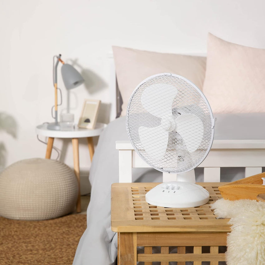 Russell Hobbs 9" Inch, Portable Desk Fan, 2 Speeds, Wide-Angled Oscillation, Quiet Operation, Perfect for Bedroom or Office, White - RHPDF0921
