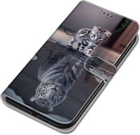for iPhone 13 Pro Max 5G 6.7" Case, PU Leather Wallet Book Flip Folio Stand View Cover Pouch Compatible with iPhone 13 Pro Max Phone Case (Cat and Tiger)