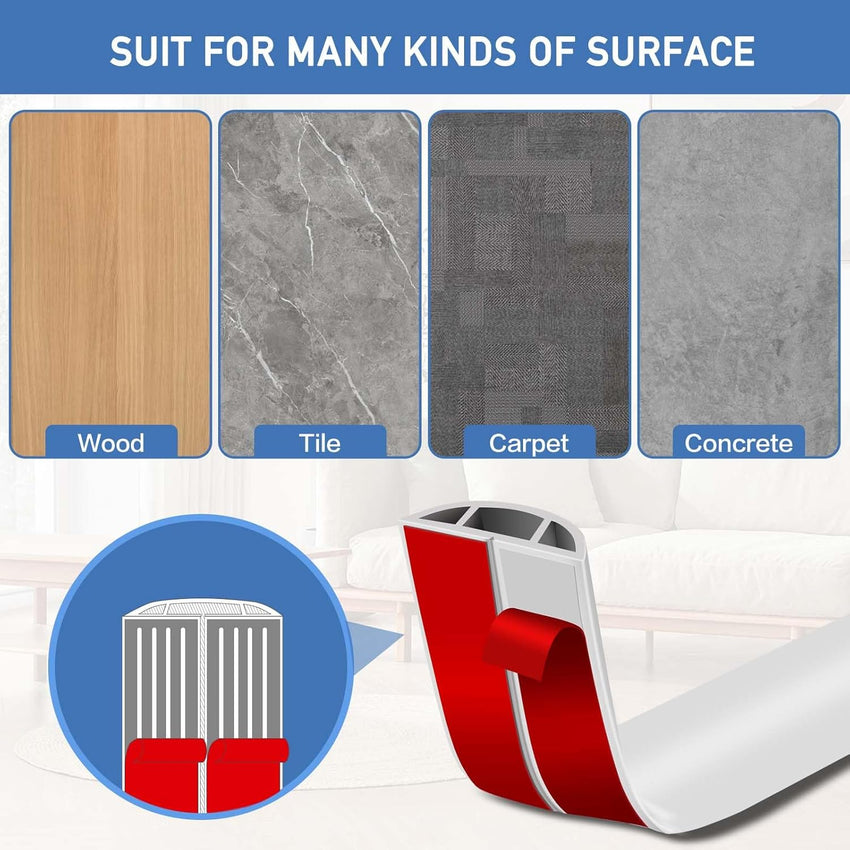 Floor Cable Cover Self-adhesive Cable Protector Flexible Floor Cord Covers PVC Cord Channel Wire Hider for Home Office Warehouse (6mx5cm, White)