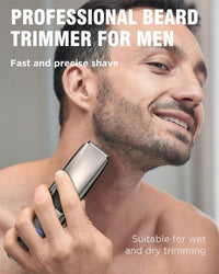 Beard Trimmer 1-10mm Zoom Wheel Cordless USB Rechargeable with Battery Indicator Silver