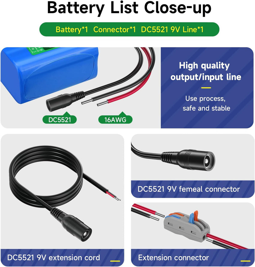 CITYORK 12V DC 5600mAh Rechargeable Lithium Ion Portable Battery Pack for CCTV cameras, camcorders, MP3 players, LED strip lights