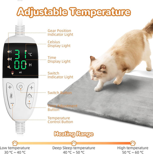 Electric Cat Heating Pad Adjustable Temperature 30â~60â â 60x45cm