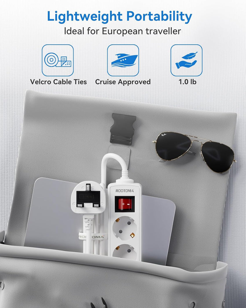 European to UK Plug Adapter, EU to UK Plug Adapter 3 AC Outlet for European Electronic Device, 3M Extension Lead Travel from France, Italy, Spain, Germany,13A/3250W