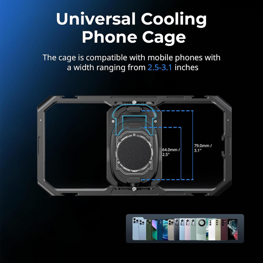 SMALLRIG Phone Cage Kit Dual Handle 15W Active Cooler 4âinâ1 USBâC Hub Power Bank Holder â Universal