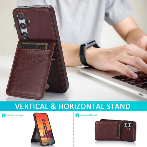 Asuwish Phone Case for Samsung Galaxy A35 5G with Tempered Glass Screen Protector Credit Card Holder Wallet Cover Stand Leather Cell Accessories Glaxay A 35 35A A355G SM-A356U A356E Women Men Brown