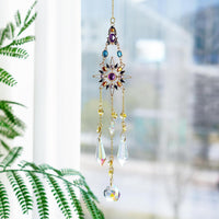 Hanging Sun Catchers with Crystals, Glass Icicle Prisms Rhinestones Suncatcher, Rainbow Maker Pendant Indoor Window Home Car Decor Gift