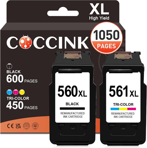 COCCINK PG-560 XL CL-561 XL Printer Ink Cartridges Replacement for 560XL 561XL Compatible for pixma TS5350 TS7450 TS5351 TS5352 TS5353 TS7451 Black Colour Multipack High Yield