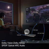 HDMI Matrix 4 in 2 Out 4K 60Hz 4:4:4 ARC HDR D-olby Vision Atmos SPDIF 5.1CH Breakout 3.5mm Stereo HDCP2.2- PC Console 16 EDID HDMI Scaler 4K 1080P Sync, HDCP2.2 HDMI2.0 Matrix 4x2 IR Remote
