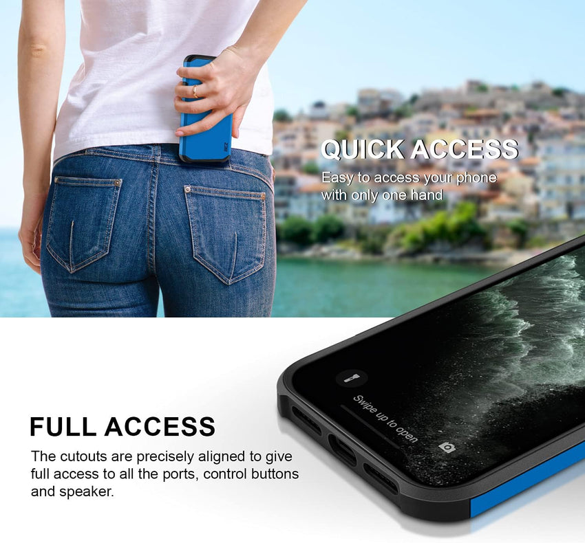 BEZ Case for Xcover 4 Case, Shockproof Cover Compatible with Samsung Galaxy Xcover 4 / Xcover 4S, Shock Absorbing, Heavy Duty Dual Layer Tough Cover, Blue Navy