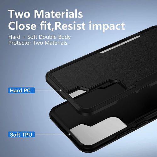 Hard Case for Samsung Galaxy S22 5G Case Dual Layer Protective Heavy Duty BLACK