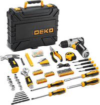 Tool Kit: DEKO Drill Set with Cordless Drill, Tool Kit Set Box, DIY Hand Tools for Men and Home, with 8V Electric Drills,126 Piece