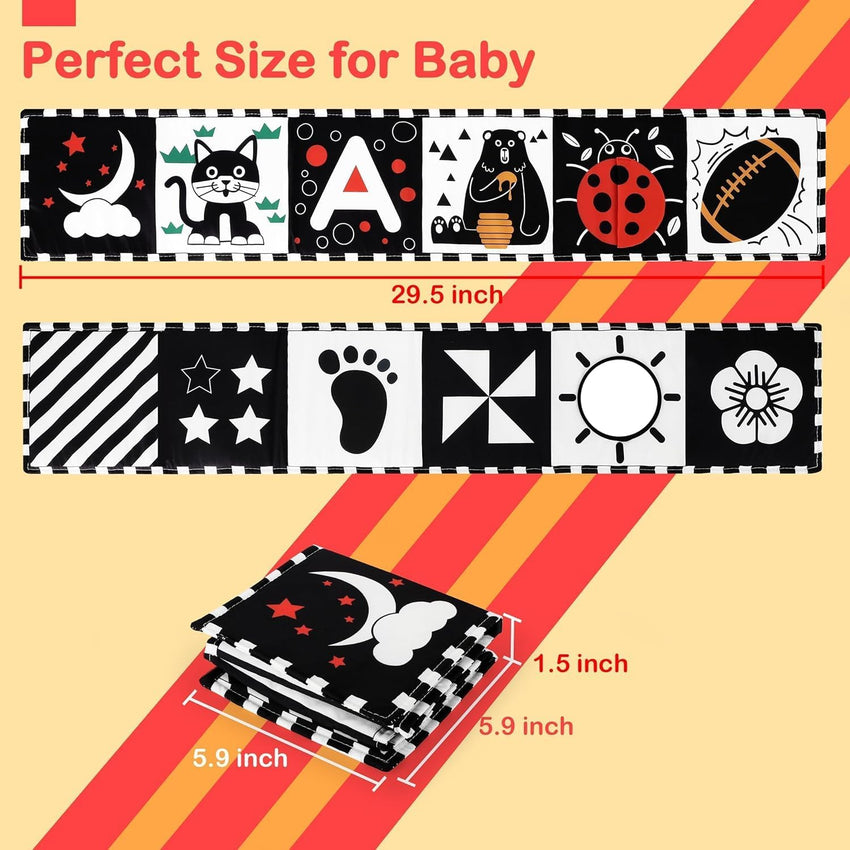 URMYWO Baby Toys 0-6 Months, Black and White Sensory Toys Brain Development, Tummy Time Toys, Soft Baby Book, Baby Essentials for Newborn 0-6-12 Months Montessori Toy Gifts