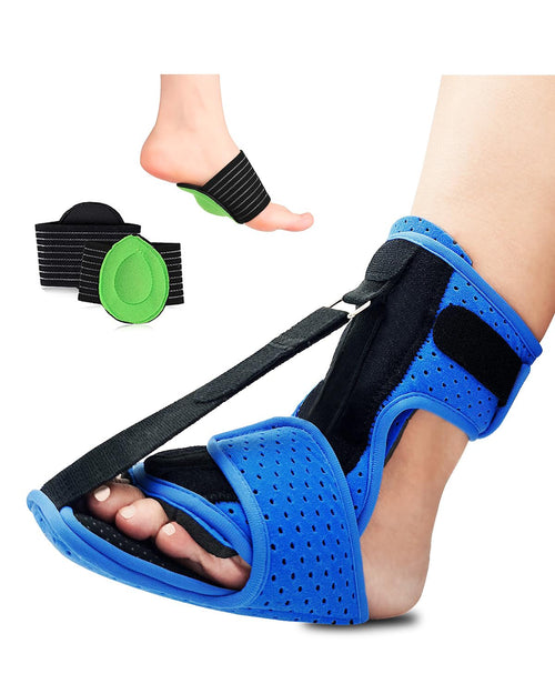 CHONGNI Plantar Fasciitis Night Splints: Upgrade Adjustable Breathable Night Splints for Plantar Fasciitis Support with Arch Support, Relief Achilles Tendonitis Foot Drop Heel Pain, Day&Night (Blue)