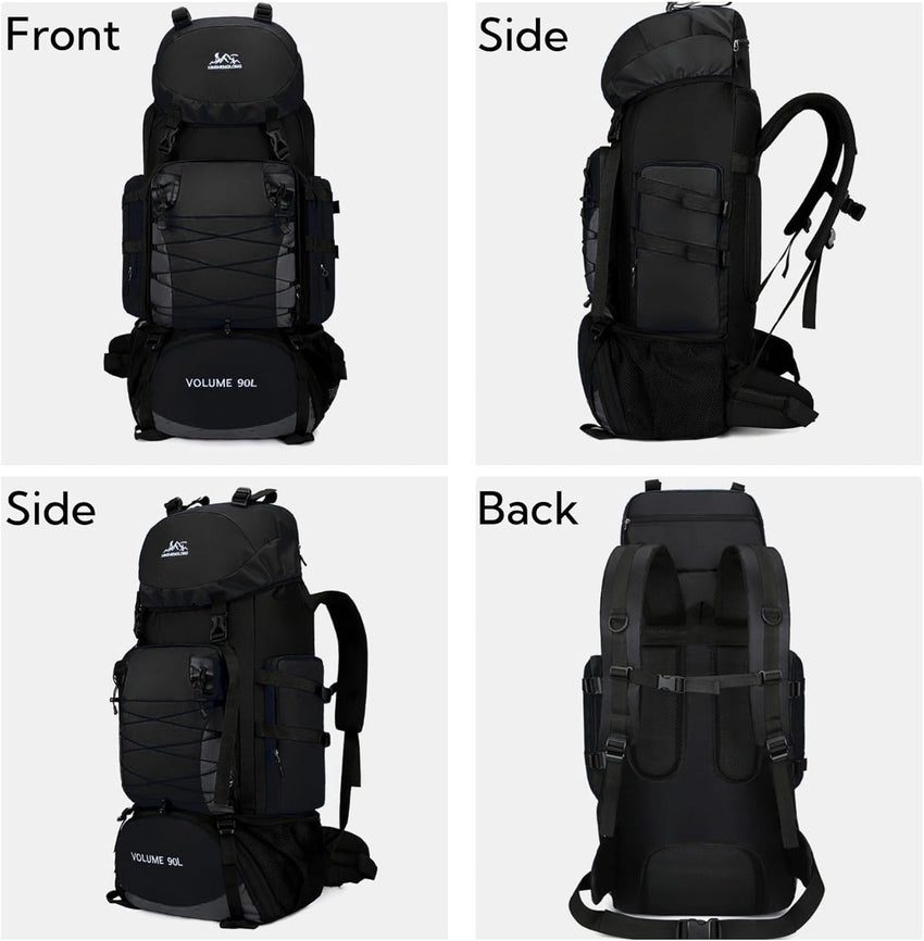 Fesky Large Waterproof Rucksack Lightweight Adjustable for Camping Hiking Ã¢ÂÂ Black 90L