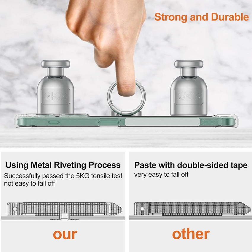 Kickstand Case Compatible with OnePlus Nord 3 5G, Crystal CLEAR Protective Soft TPU Shockproof Case with 360 Degree Magnetic Ring Cover - Silver Ring