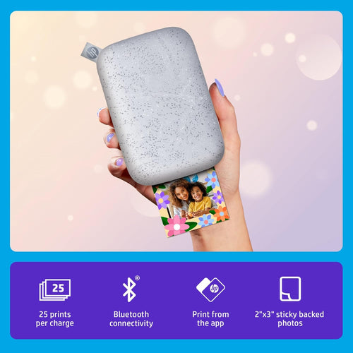 HP Sprocket 2x3 (5.1x7.5 cm) Instant Smartphone Photo Printer, Portable Color Wireless Mobile Printer, Zink Sticky-Back Photos, Print from App on Compatible iOS & Android Devices with Bluetooth, White