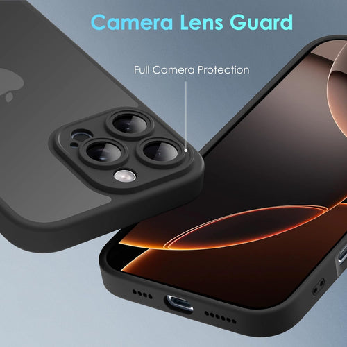 Mootobo for iPhone 16 Pro Max Case with Camera Lens Full Cover Protection, Military-Grade Drop Protection Phone Case, Anti-Fingerprint Slim Shockproof Matte Back 6.9 inch- Black