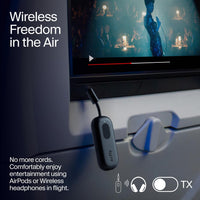 Twelve South AirFly Pro Bluetooth 5.0 Transmitter/Receiver for TV/Airplane to 2 Wireless Headphones - Wireless Adapter for AirPods, Airplane, Car, Gym, Home, Use With Any 3.5 mm Audio Jack, Black