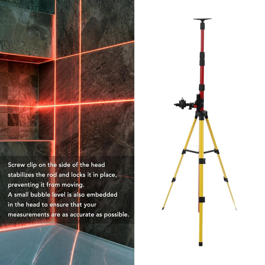 Ejoyous Telescoping Pole, 114 to 388cm Level Support Pole Stainless Steel Laser Level Telescoping Mounting Pole Multifunctional Telescoping Level Support Rod with Adjustable Base