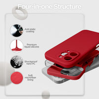 INGIDO for iPhone 16 Pro Case, Liquid Silicone Case with Camera Protection Soft Gel Rubber Cover with Microfiber Lining Shockproof Protective Phone Case for iPhone 16 Pro 6.3" (Red)