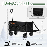 Trolley on Wheels 100L All-Terrain Folding Wagon with Adjustable Handle â Black